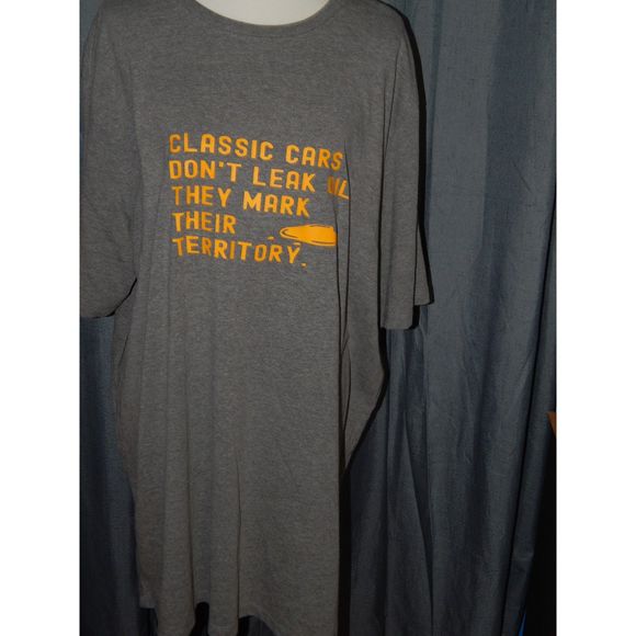 Men's 3XLT Classic Cars Don't Leak Oil They Mark Their Territory Gray Shirt - Picture 4 of 4